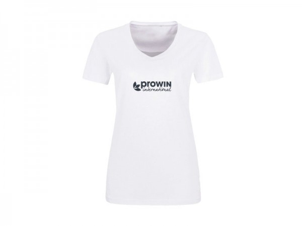 Damen T-Shirt Weiß mit proWIN-Logo Schwarz Matt