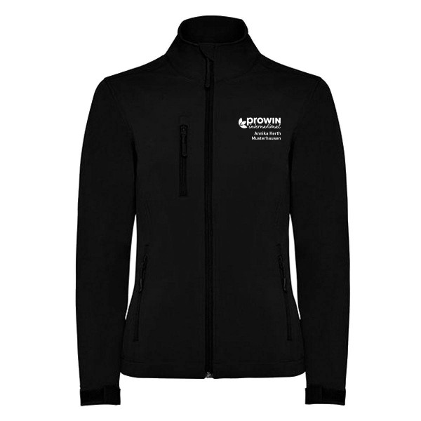 Damen Softshell Jacke mit Stehkragen Schwarz