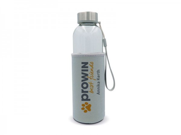 Trinkflasche aus Glas mit Neoprenhülle Grau 500 ml