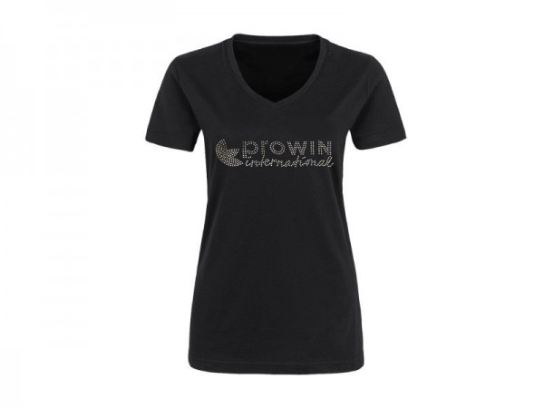 Damen T-Shirt Schwarz mit proWIN-Logo aus Strass