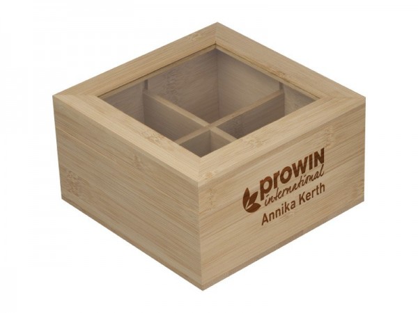 Teebox aus Bambus mit Glasdeckel