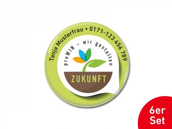 Button personalisiert WIR GESTALTEN ZUKUNFT 6er Set